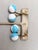 Vintage 1950s Signed Crown Trifari White & Turquoise Checked Drop Clip Earrings-2 Pieces For Sale - Image 10 of 10