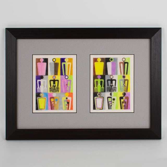 1960s Geometric Color Variation Surrealist Drawings on Tracing Paper, France 1960s, circa 1960 For Sale - Image 5 of 9