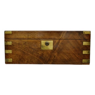 19th Century English Writing Box With Brass Banding For Sale