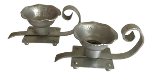 1940's Vintage Candleholders Aluminum Candle Holders 1940s Vintage Buenilum Hand Wrought Aluminum Candle Holders - a Pair