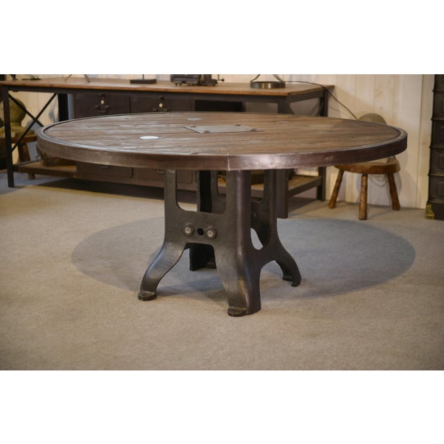Industrial Cable Reel Table with Cast Iron Base, 1950s For Sale - Image 9 of 10