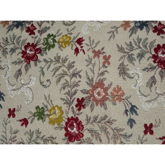 Brown Vintage French Country Oak Saddle Style Seat W Floral Fabric Stool Bench For Sale - Image 8 of 13