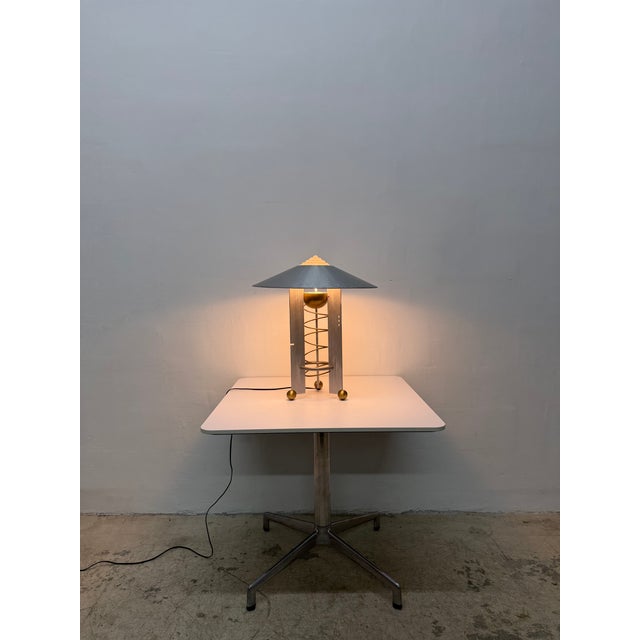 Robert Sonneman Modernist Aluminum and Brass Table Lamp for Kovacs, 1990 For Sale - Image 17 of 17