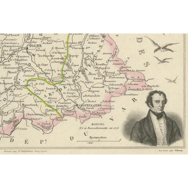 Map of Basses-Alpes France with Digne and Lavender Region by Vuillemin, c.1850 For Sale - Image 4 of 10
