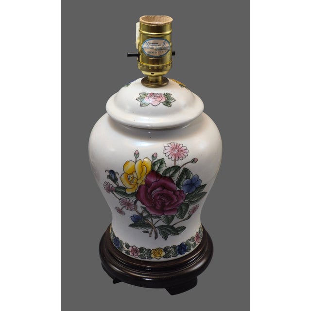 Ceramic Vintage Romantic Painted Porcelain Floral Roses Boudoir Table Lamps - Pair For Sale - Image 7 of 10