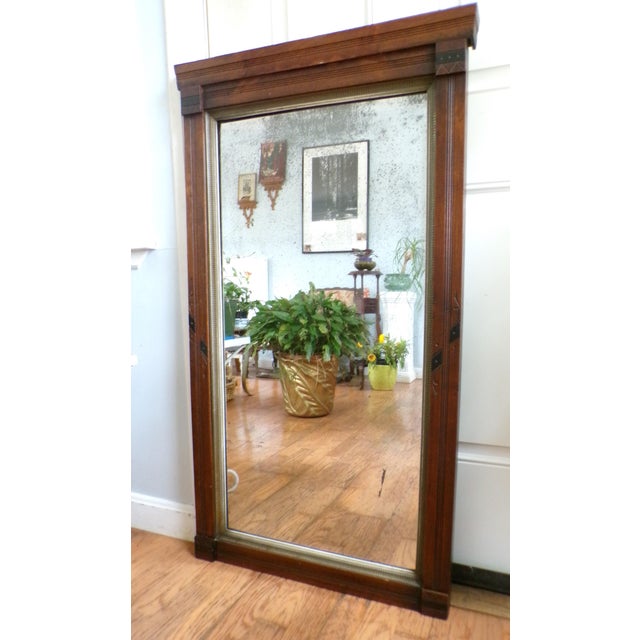 Antique Victorian Eastlake Pier Mirror Solid Walnut Full Length Mercury Mirror For Sale - Image 4 of 11