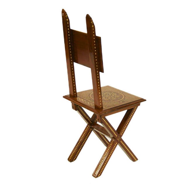 Antique Italian Inlaid Wood Side Chair With Geometric and Floral Marquetry For Sale - Image 4 of 6