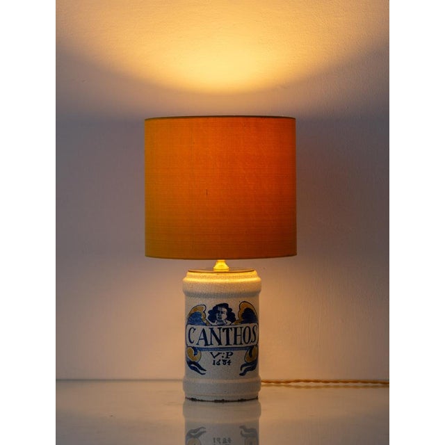 Antique Renaissance Revival Majolica Albarello Table Lamp, Italy, 1870s For Sale - Image 12 of 13