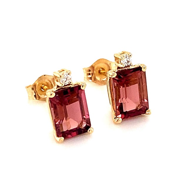 Natural Tourmaline Diamond Earrings 14k Gold 2.13 TCW Certified For Sale - Image 11 of 18