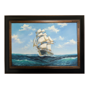 Large Original Marine Oil Painting Tall Ship on Open Sea Nautical Seascape