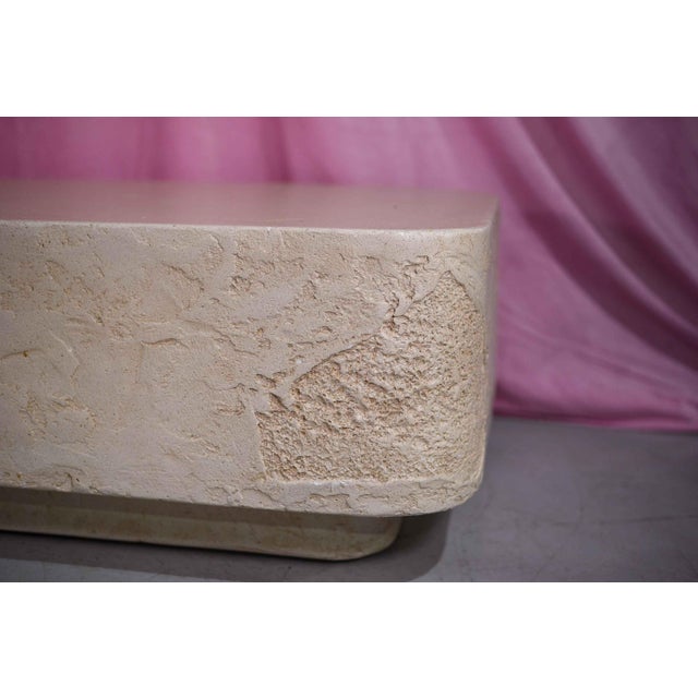 White 1980s Travertine Effect Cast Fiberglass Rectangular Plinth Coffee Table For Sale - Image 8 of 13