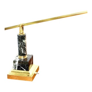 Vintage Brass and Marble Counter-Balance Desk Lamp For Sale