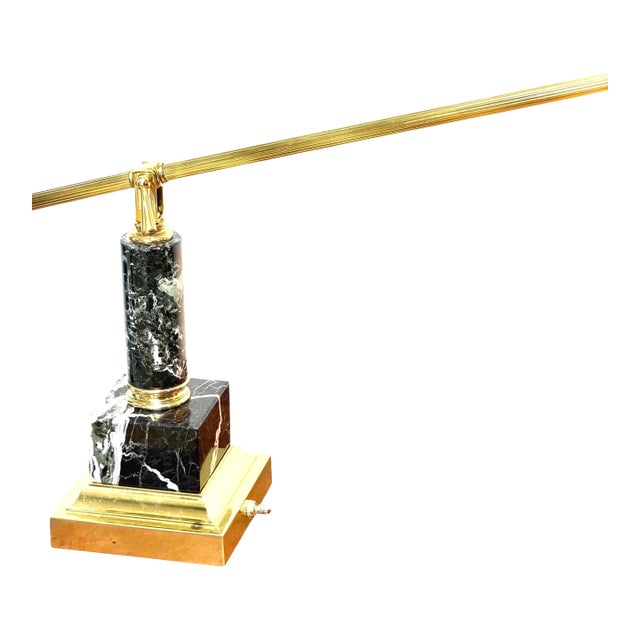 Vintage Brass and Marble Counter-Balance Desk Lamp For Sale