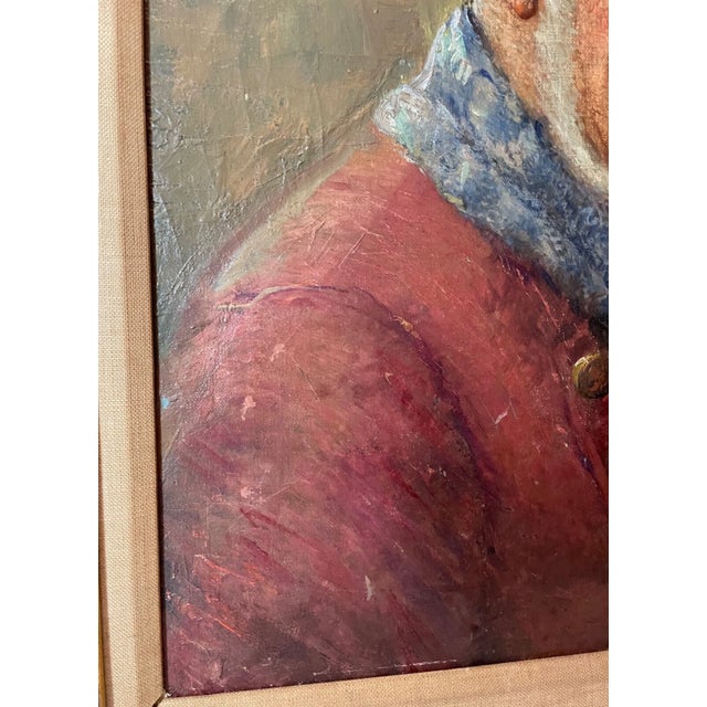 1920s Antique 1920's Elder Man Expressionism Smoking Pipe Oil Painting Portrait Art For Sale - Image 5 of 11