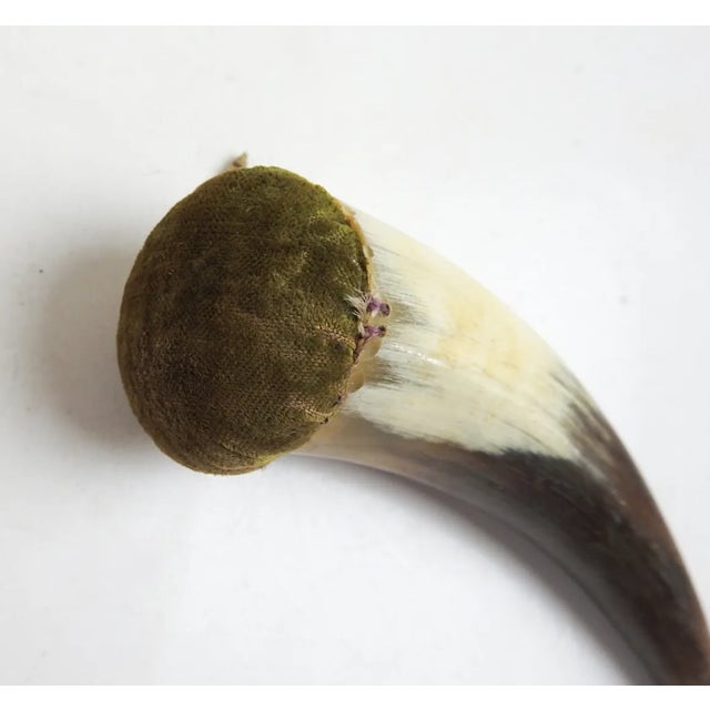 Antique Handmade Horn and Velvet Pincushion For Sale - Image 4 of 4