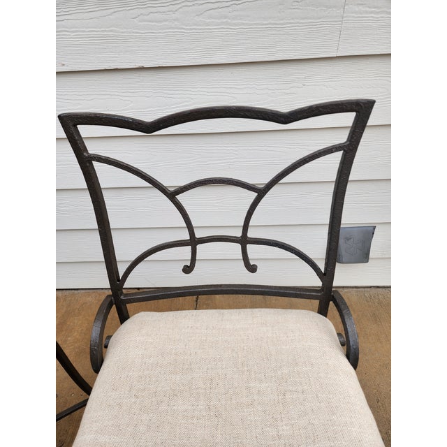 Pair of Iron Counter Height Bar Stools For Sale - Image 4 of 9