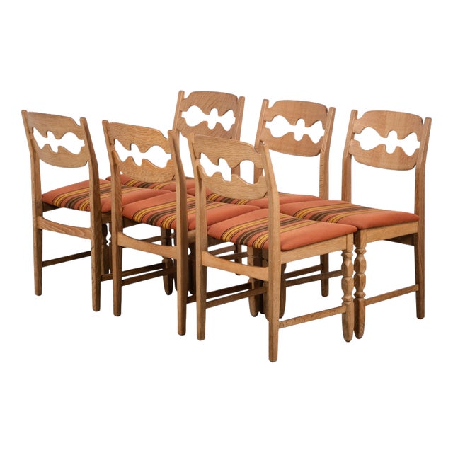 Vintage Razor Blade Oak Dining Chairs by Henning Kjærnulf, 1960s, Set of 6 For Sale