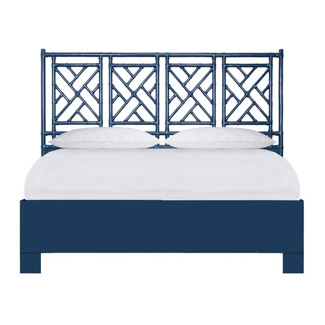 Chippendale Platform Bed California King - Navy For Sale - Image 12 of 12
