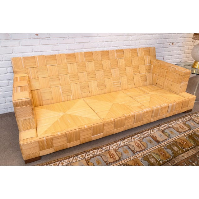 Rare Vintage John Hutton for Donghia Block Island Woven Rattan Sofa For Sale - Image 9 of 11