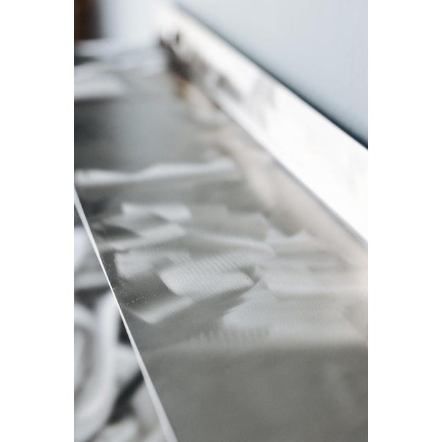 Contemporary Large Wall Shelf in Brushed Stainless Steel by Form & Eisen For Sale - Image 3 of 18