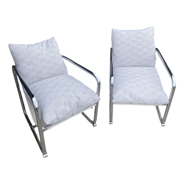 Vintage Pair of Chrome Lounge Chairs Attributed to Jerry Johnson For Sale