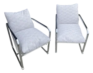 Vintage Pair of Chrome Lounge Chairs Attributed to Jerry Johnson