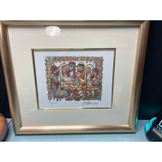 1990s Framed Lithograph by Jovan Obican “Jewish Wedding” For Sale - Image 5 of 9