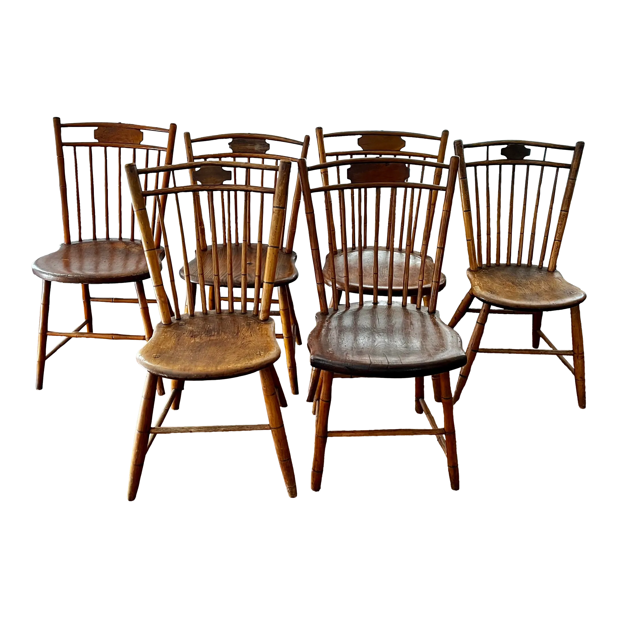 Early 19th Century Antique Plank Seat Birdcage Windsor