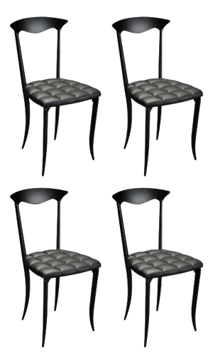 Charming' Aluminum and Leather Dining Chairs by Fasem Italy, New