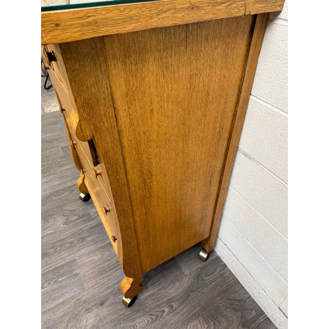 Antique American Empire Revival Oak Highboy Dresser Chest of Drawers With Mirror For Sale - Image 11 of 18