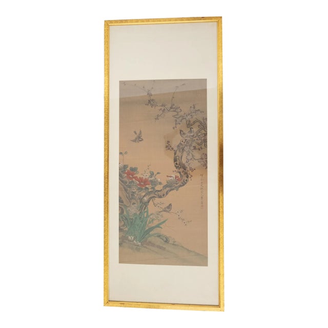 20th Century Chinese Chinoiserie Silk Landscape Scroll Painting For Sale