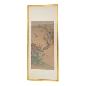 20th Century Chinese Chinoiserie Silk Landscape Scroll Painting