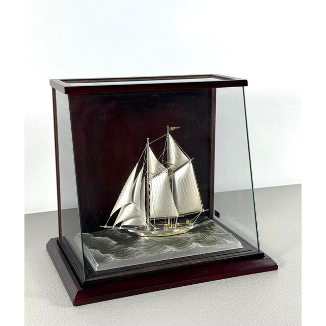 Rare Seki Takehiko Signed 985 Silver Yacht Model Original Box and Case Maritime Art This museum quality masterpiece by the...