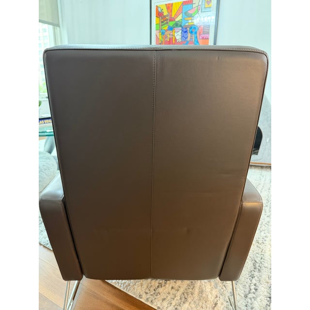 2000 - 2009 Attributed Jeffrey Bernett for Design Within Reach Leather Flight Recliner in Stout Soft Brown Leather For Sale - Image 5 of 6