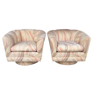 1970's Swivel Barrel Chairs - A Pair For Sale