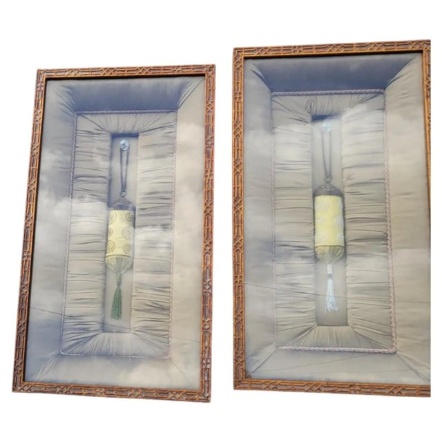 Pair Decorative Framed Wall Art Handmade Textile Tassel Design Signed by Artist For Sale In Philadelphia - Image 6 of 11