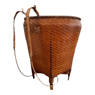 Hand-Woven Carrying Basket With 2 Straps For Sale