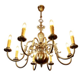 White Metal 8-Arm Chandelier For Sale