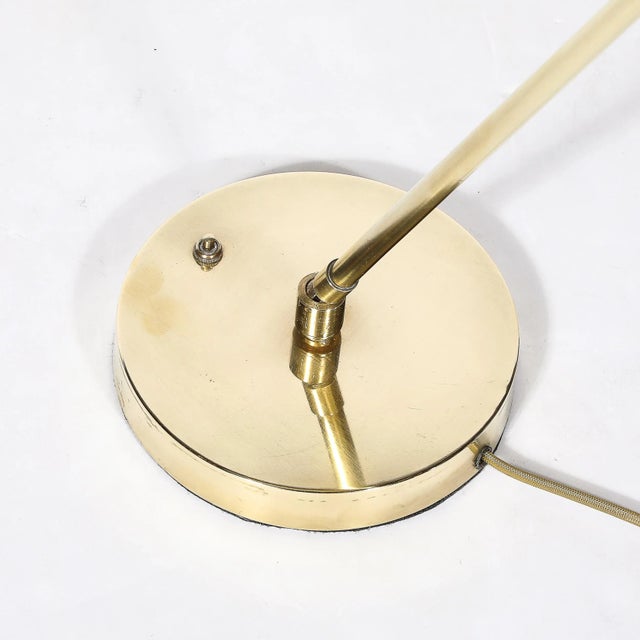 Mid-Century Modernist Striated Resin Shade Articulating Table Lamp W/ Brass Base For Sale - Image 12 of 12