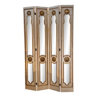 Parcel-Gilt and Painted Mirrored Screen For Sale
