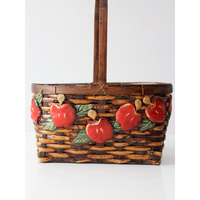 Wood Vintage Woven Apple Basket For Sale - Image 7 of 17