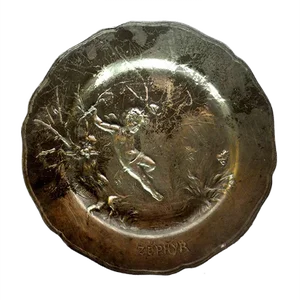 Antique Art Nouveau Pewter Zaphir Plate by Alexandre Vibert, Early 1900s