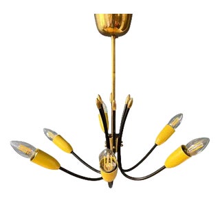 Vintage Spider Pendant Lamp in Yellow, 1950s For Sale