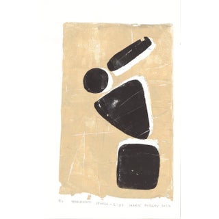 Neuropathic Jewels-03 Monoprint Original 5*7 Abstract Modern Art Geometry Black Almond by Carrie Bergey For Sale
