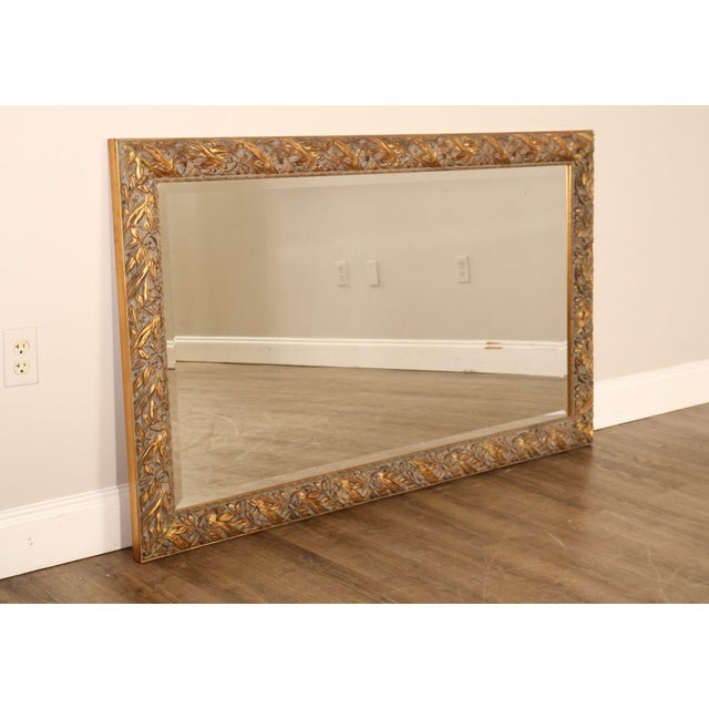 High Quality Italian Made LaBarge Beveled Wall Mirror Featuring An Italian Made Carved Wood Frame With Gilt Finish And...