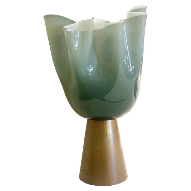Milky-Green Murano Style Glass Table Lamp by Simoeng For Sale