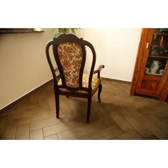 Antique Queen Anne Revival Carver Armchair with Floral Tapestry Upholstery, 1890s For Sale - Image 10 of 18
