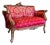French Sofa Red Granate Upholstery and Carvings Baroque Style For Sale