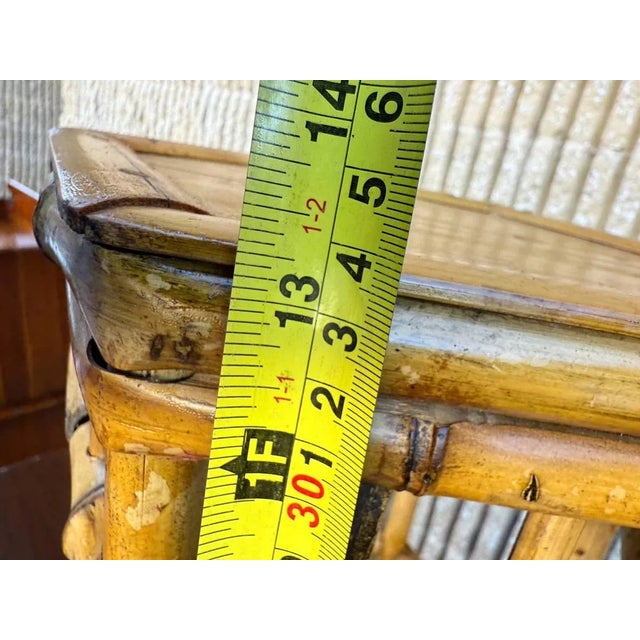 Set of 2 Vintage Boho Style Bamboo Wicker Nesting Tables / Plant Tables For Sale - Image 14 of 16