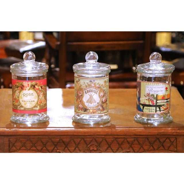 Glass Mid-20th Century French Apothecary or Pharmacy Jars, Set of 14 For Sale - Image 7 of 13